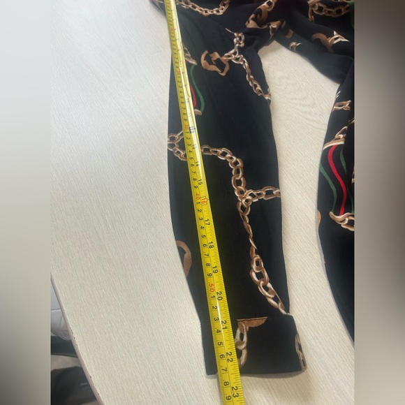 Black Buttons Dress Shirt with Gold Chain and Stripe Design - Picture 3 of 7